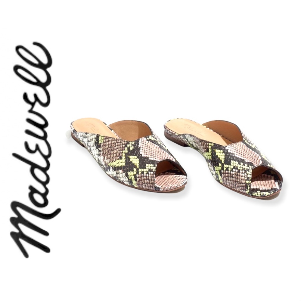 The Erica Peep-Toe Mule in Snake Embossed Leather